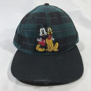 Mickey Mouse Goody Snapback Plaid Hat Cap Green Disney Adjustable One Size Fits